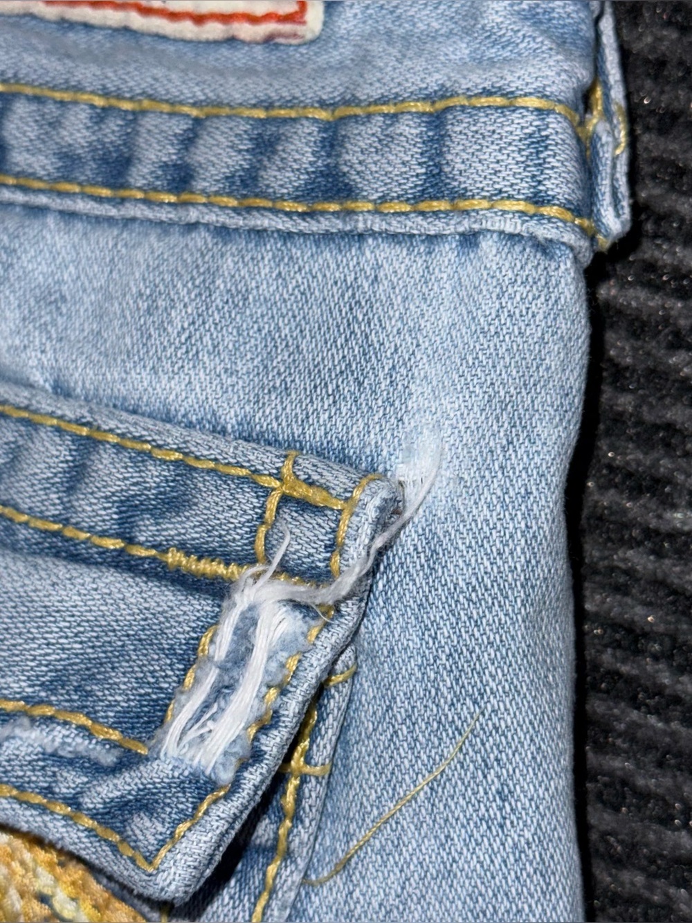RARE Vintage True Religion Ultra Low Rise Twisted Flare Jeans Distressed 27 x 33 - Picture 11 of 14